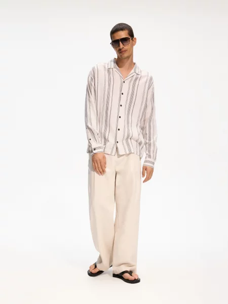 Reserved Штани wide leg кремовий 