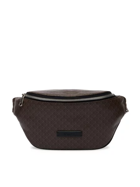 Rankinė ant juosmens﻿ Calvin Klein Emblem Aop Coated Waistbag ruda