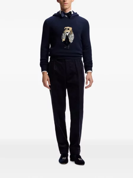 Кашмирен дълго суичър с качулка Ralph Lauren Purple Label синьо