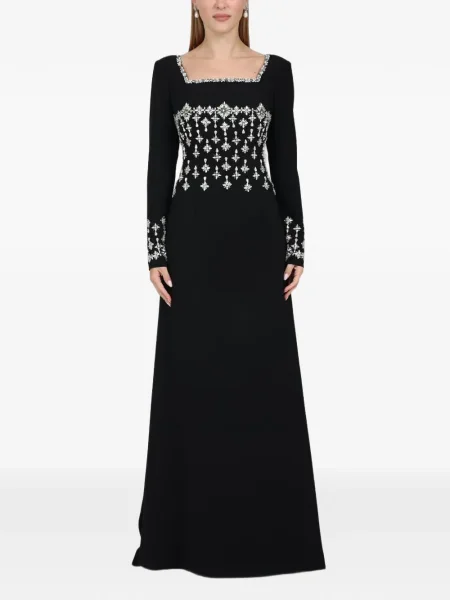 Maxi rochie maxi Dina Melwani de cristal de costum negru