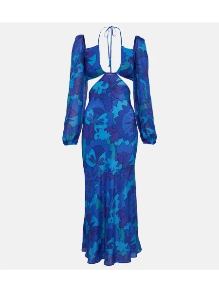 Maksi sukienka maxi Rixo z nadrukiem garniturowa niebieska