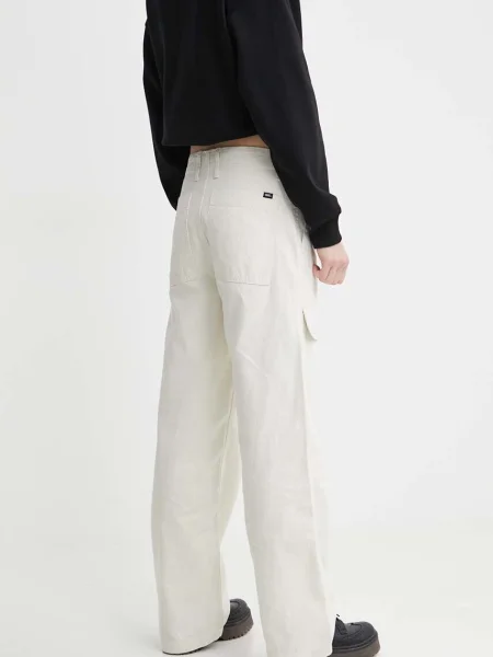 Kalhoty Vans široké high waist béžová