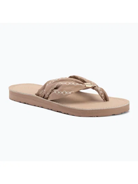 Дамски джапанки Tommy Hilfiger Chain Print Elevated Sandal claystone бежово