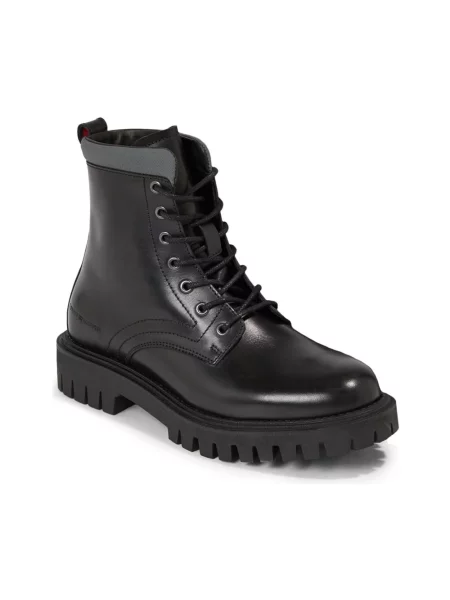Botki Tommy Hilfiger skórzane chunky czarne