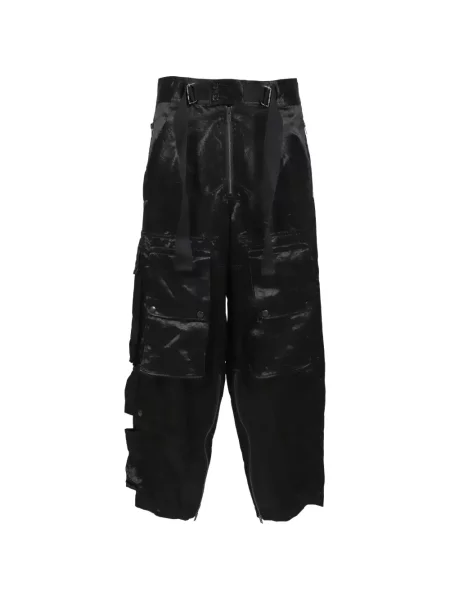 Pantaloni cargo Dairiku din satin negru