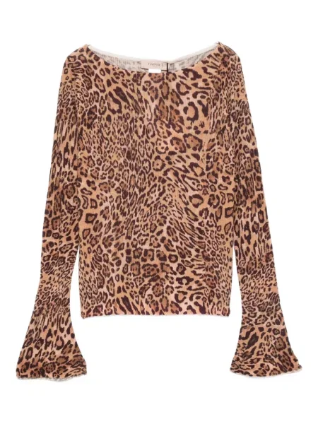 Top Twinset cu imagine cu model leopard maro