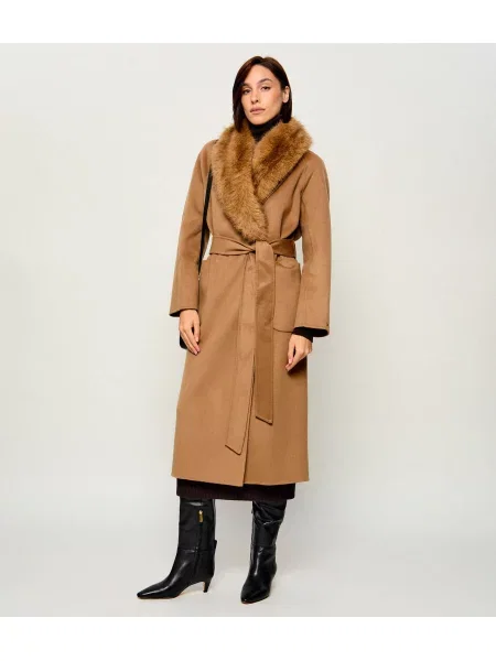 Tommy Hilfiger Gyapjú kabát Belted barna