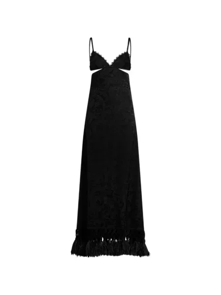 Rochie Etro cu pene cu model paisley din jacard negru