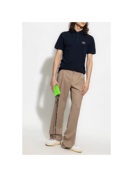 Koszulka polo Dolce And Gabbana z krótkim rękawem niebieska