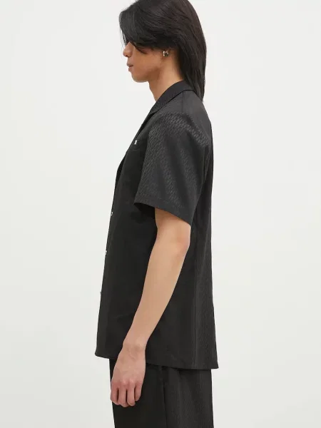Helmut Lang koszula z domieszką wełny Modest Ss Sh.Tonal J czarna