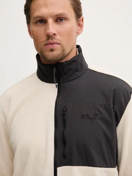 Férfi polár pulóver Jack Wolfskin Sumetro Full Zip oyster. Méret: S bézs