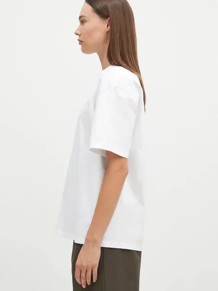 GANNI t-shirt Heavy Cotton Drop Shoulder Heart biały