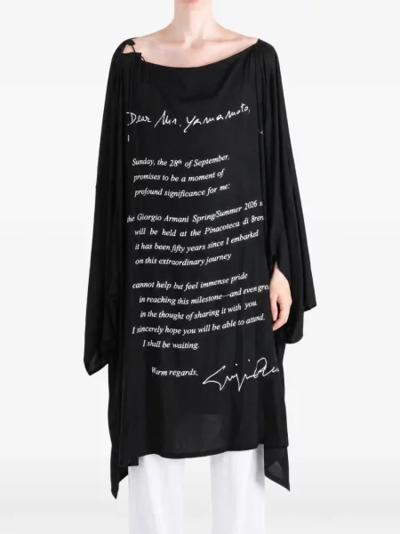 Rochie midi Yohji Yamamoto cu imagine negru