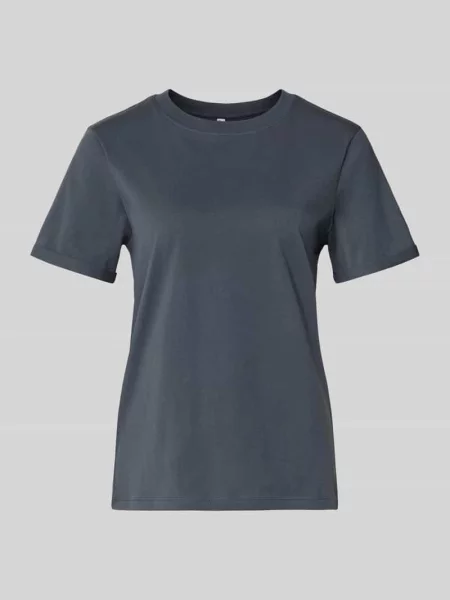T-shirt o kroju regular fit z czystej bawełny model ‘RIA’ Pieces granatowa