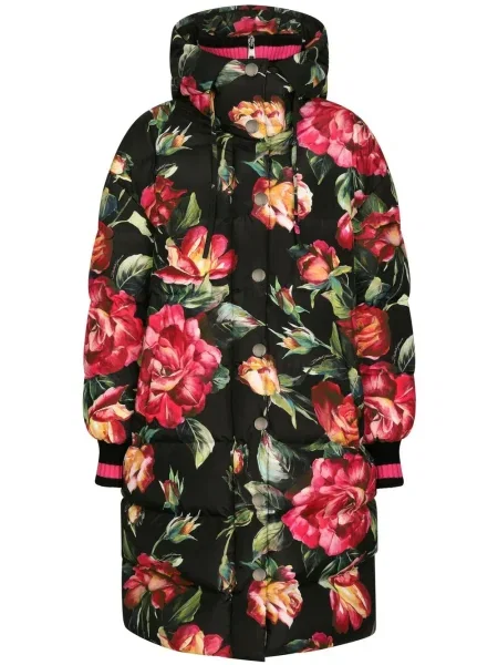 Geacă cu puf Dolce & Gabbana cu model floral cu imagine negru