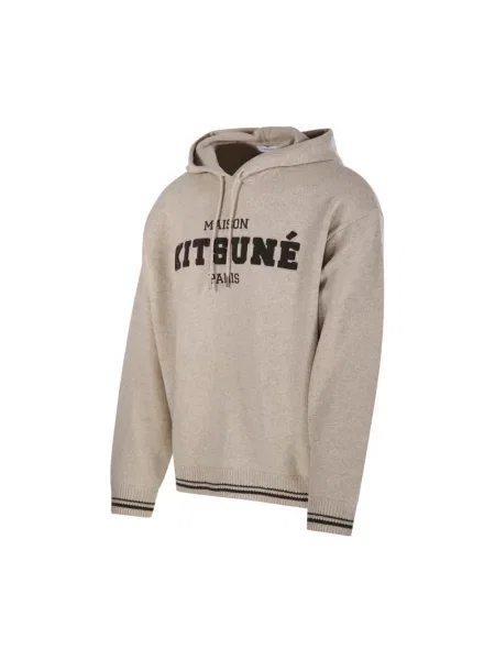 Bluza z kapturem Maison Kitsune wełniana beżowa