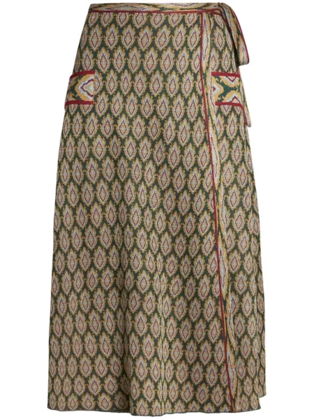 Fustă midi Etro din jacard până la genunchi plic verde