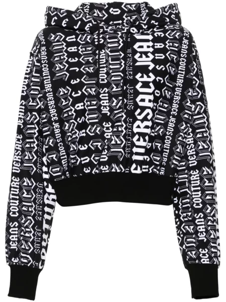Hanorac cu glugă Versace Jeans Couture cu imagine negru