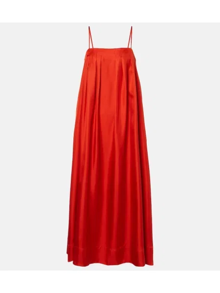 Jedwabna maksi sukienka maxi Asceno garniturowa czerwona