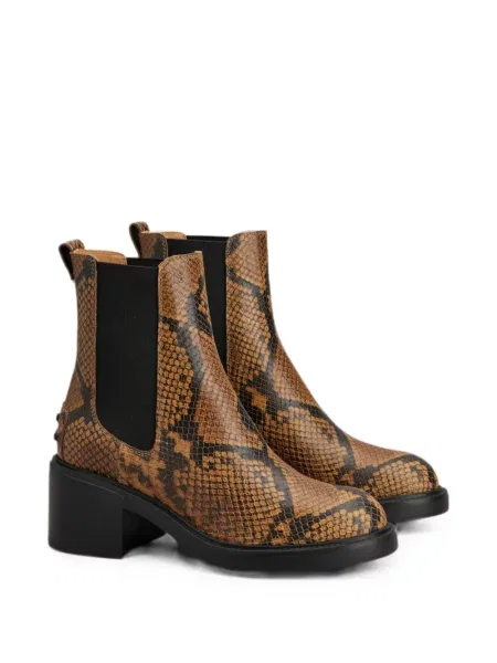 Kožené polokozačky Tod's s hadím vzorem hnědé