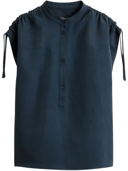 Lniana bluzka Woolrich niebieska