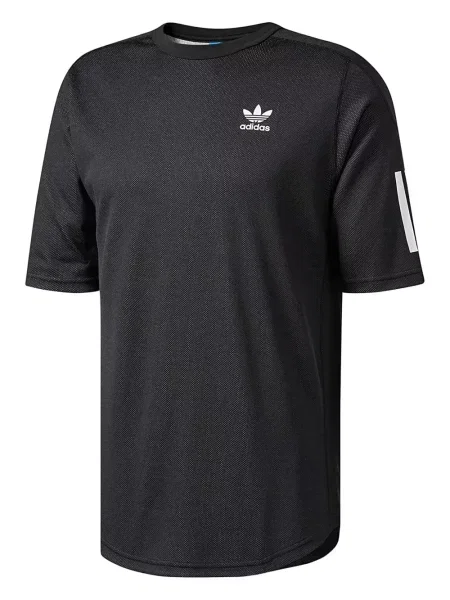 Dzianinowe haftowane polo Adidas w paski szare