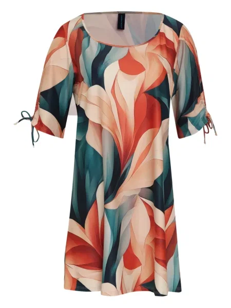 Костюм мини рокля Lygia & Nanny на цветя с принт оранжево