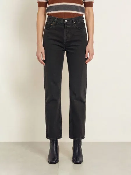Agolde Rovné Džíny Pinch Waist vnta vanta dk marbled blk
