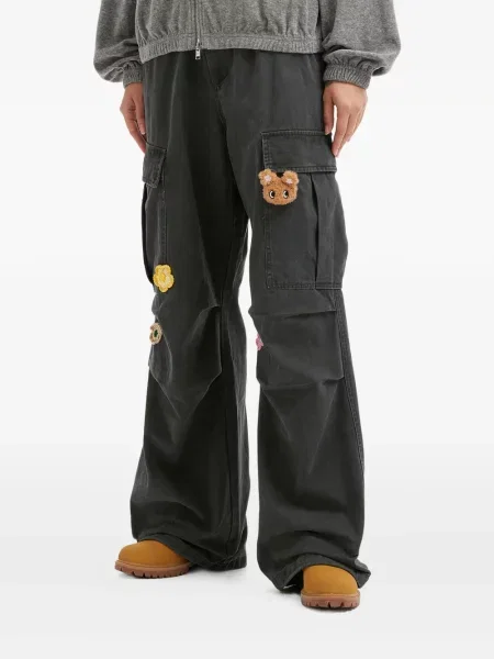 Pantaloni cargo Mini Cream cu model floral gri