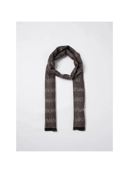 Szal Emporio Armani z logo brązowa