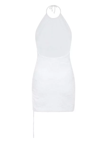 Rochie mini Let's Swim din jacard de costum alb