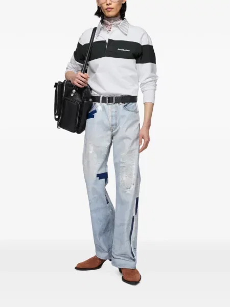 Tricou polo Acne Studios cu dungi alb