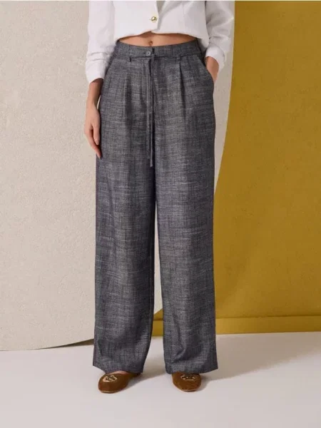 Широкі штани з домішкою льону індиго