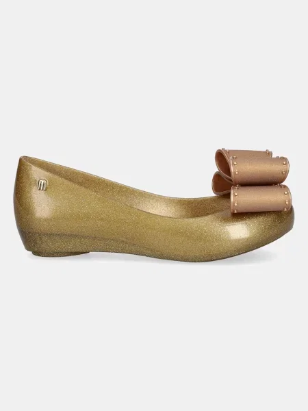 Классические балетки Melissa с бантом золотые