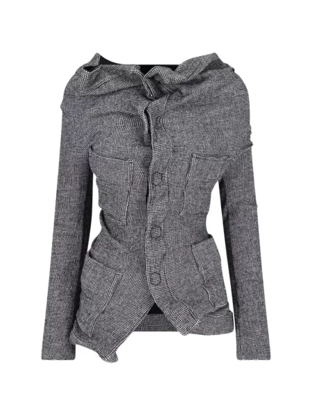 Geacă Junya Watanabe cu model pepito drapată gri