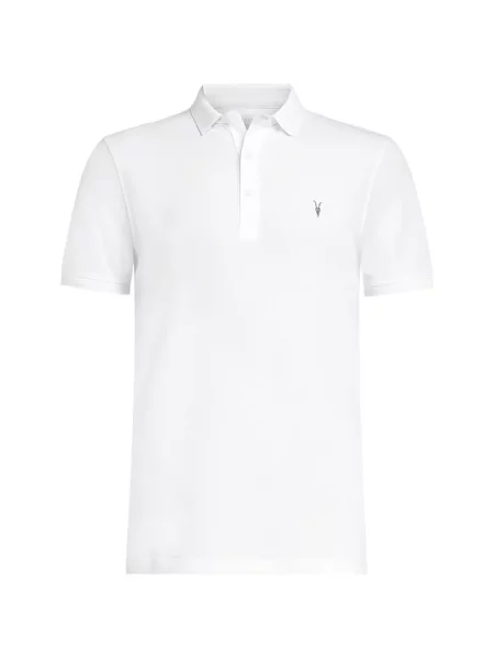 Tricou polo Allsaints cu autograf alb