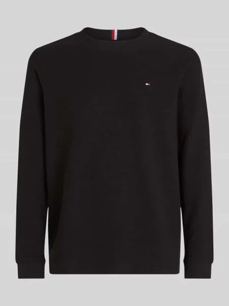 Bluzka z długim rękawem o kroju regular fit z subtelnym detalem z logo Tommy Hilfiger czarna