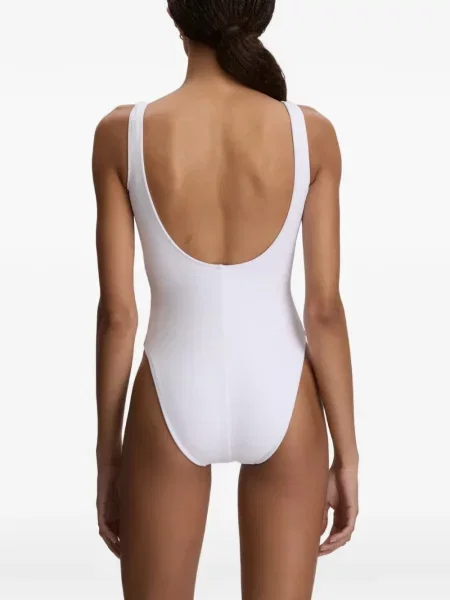 Costum de baie Polo Ralph Lauren în carouri cu decolteu în V galben