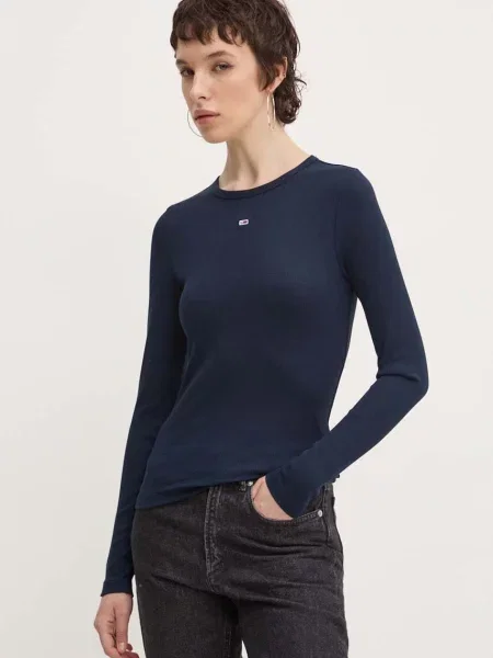 Tricou mânecă lungă Tommy Jeans albastru