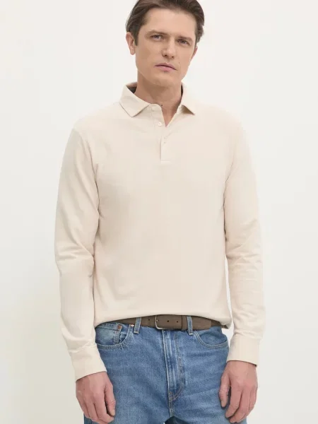 Тениска с дълъг ръкав Hackett London бежово