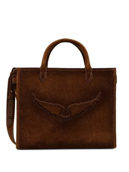 Geantă shopper Zadig&voltaire din piele de căprioară maro