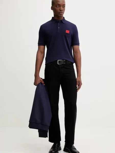 Поло Hugo с аппликацией розовое