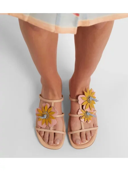 Sandale Zimmermann din piele cu model floral roz