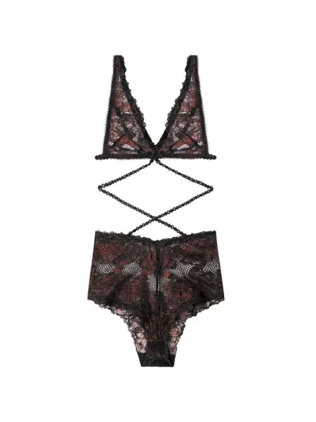 Кружевное боди коричневе