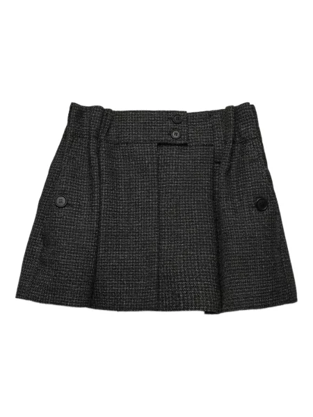 Fusta mini Prada de lână în carouri negru