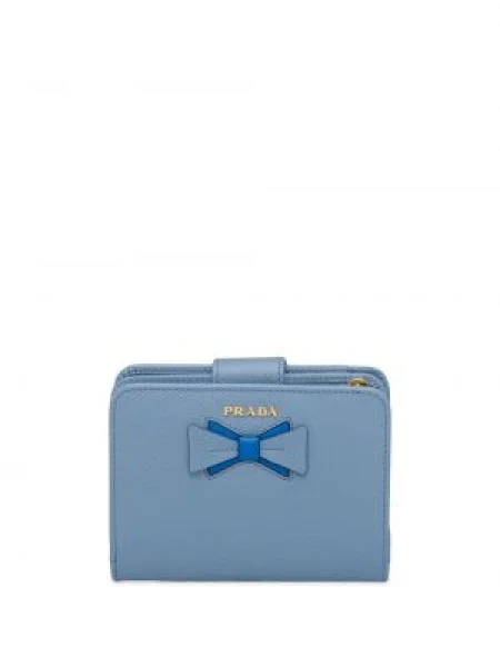 Δερμάτινος πορτοφόλι Prada με φιόγκο μπλε