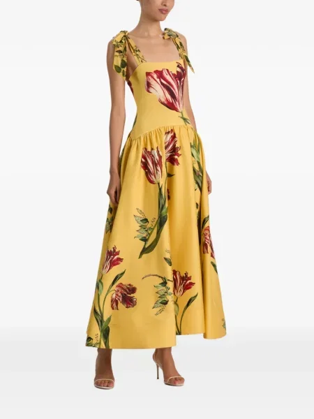 Rochie maxi Alice + Olivia cu imagine cu legături galben
