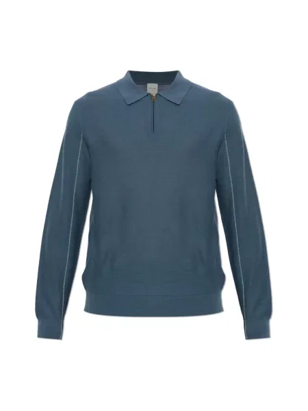 Sweter Paul Smith wełniany z długim rękawem niebieski