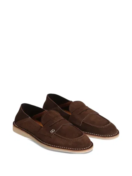 Szarvasbőr loafer Dolce & Gabbana autogrammal barna