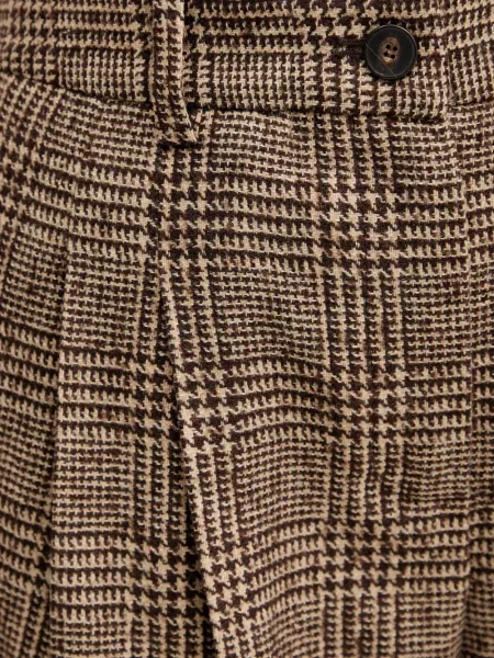 Pantaloni Luisa Spagnoli în carouri plisate maro